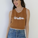 Brown Western Pullover Sweater